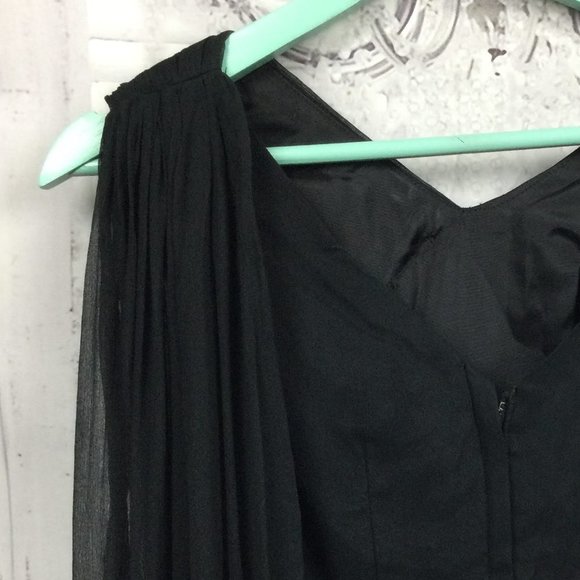 Vintage 50s Elinor Gay Black Cocktail Dress S - Picture 9 of 13